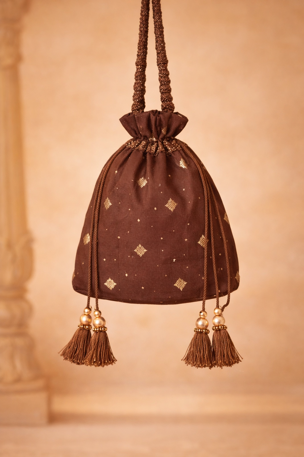 Naazrana Brown Silk Potli