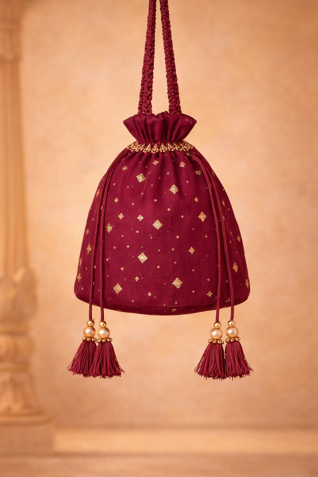 Naazrana Wine Silk Potli