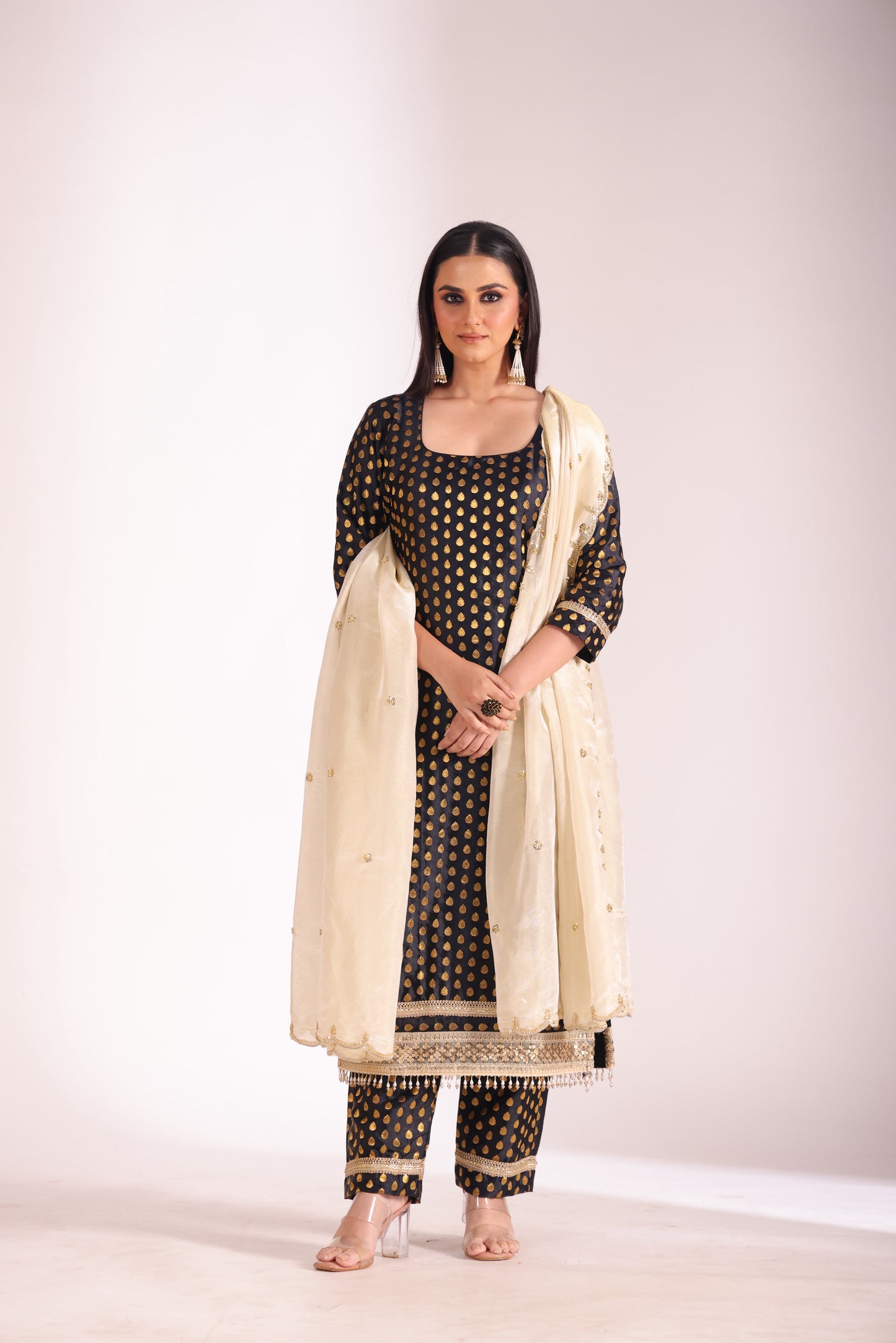 Noorika Black Kurta with pant and dupatta- set of 3