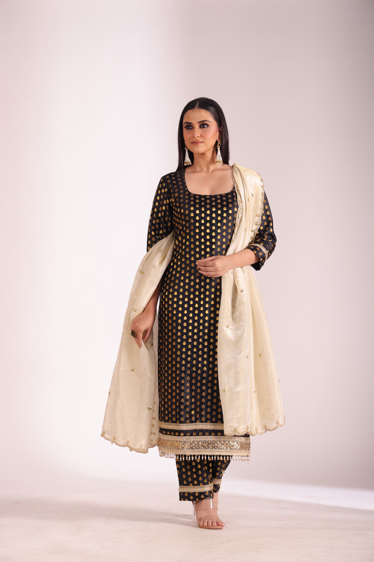 Noorika Black Kurta with pant and dupatta- set of 3