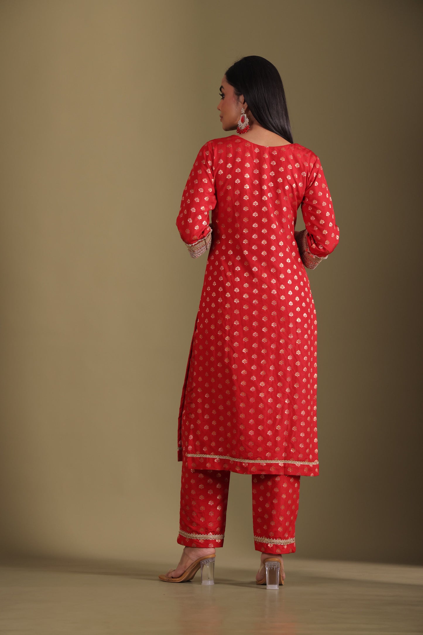 Noorika Red Kurta with pant and dupatta- set of 3