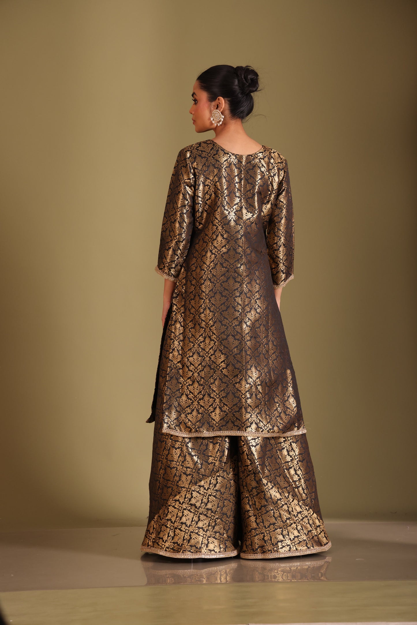 Noorika Black Kurta with Sharara and dupatta- set of 3