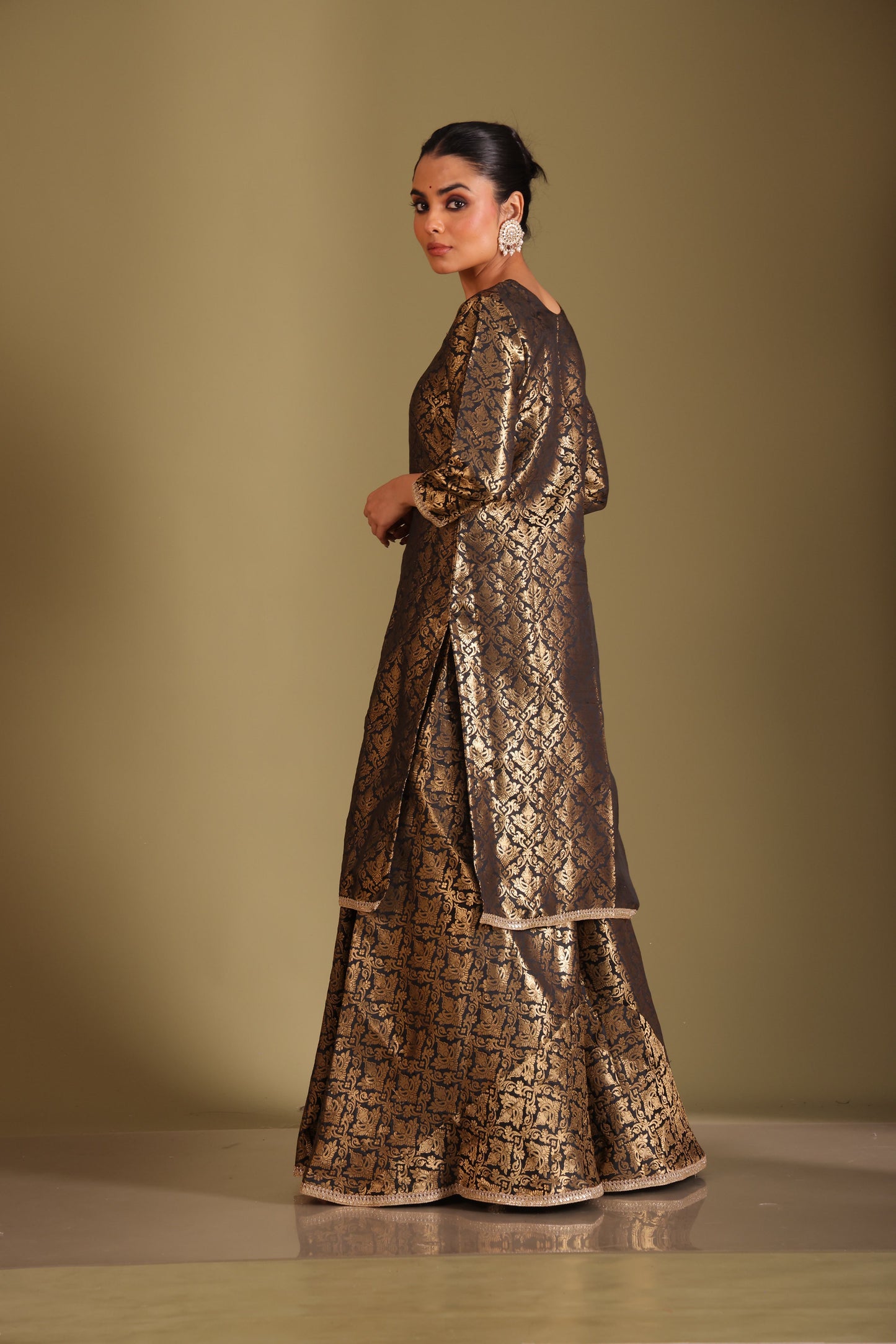 Noorika Black Kurta with Sharara and dupatta- set of 3