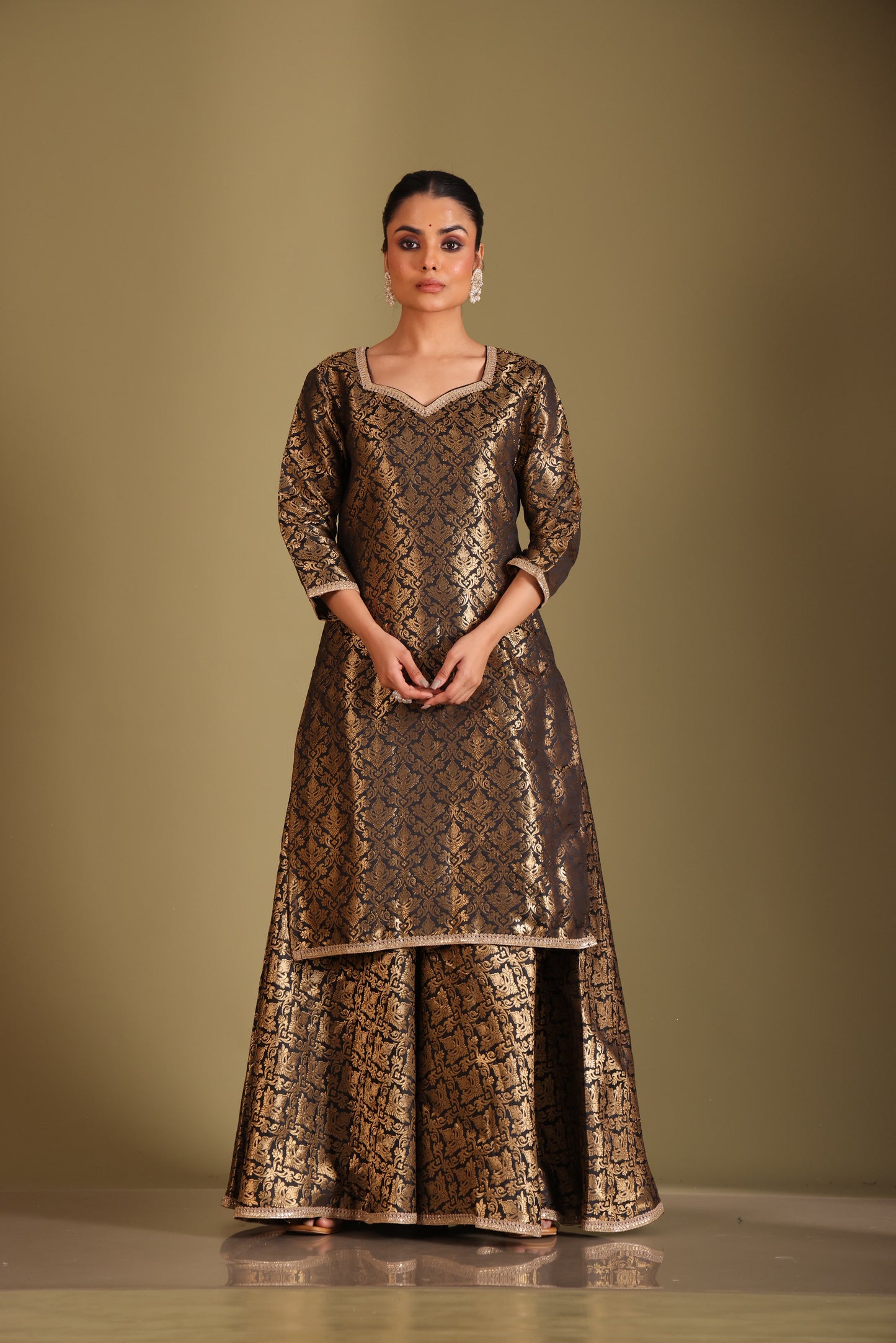 Noorika Black Kurta with Sharara and dupatta- set of 3