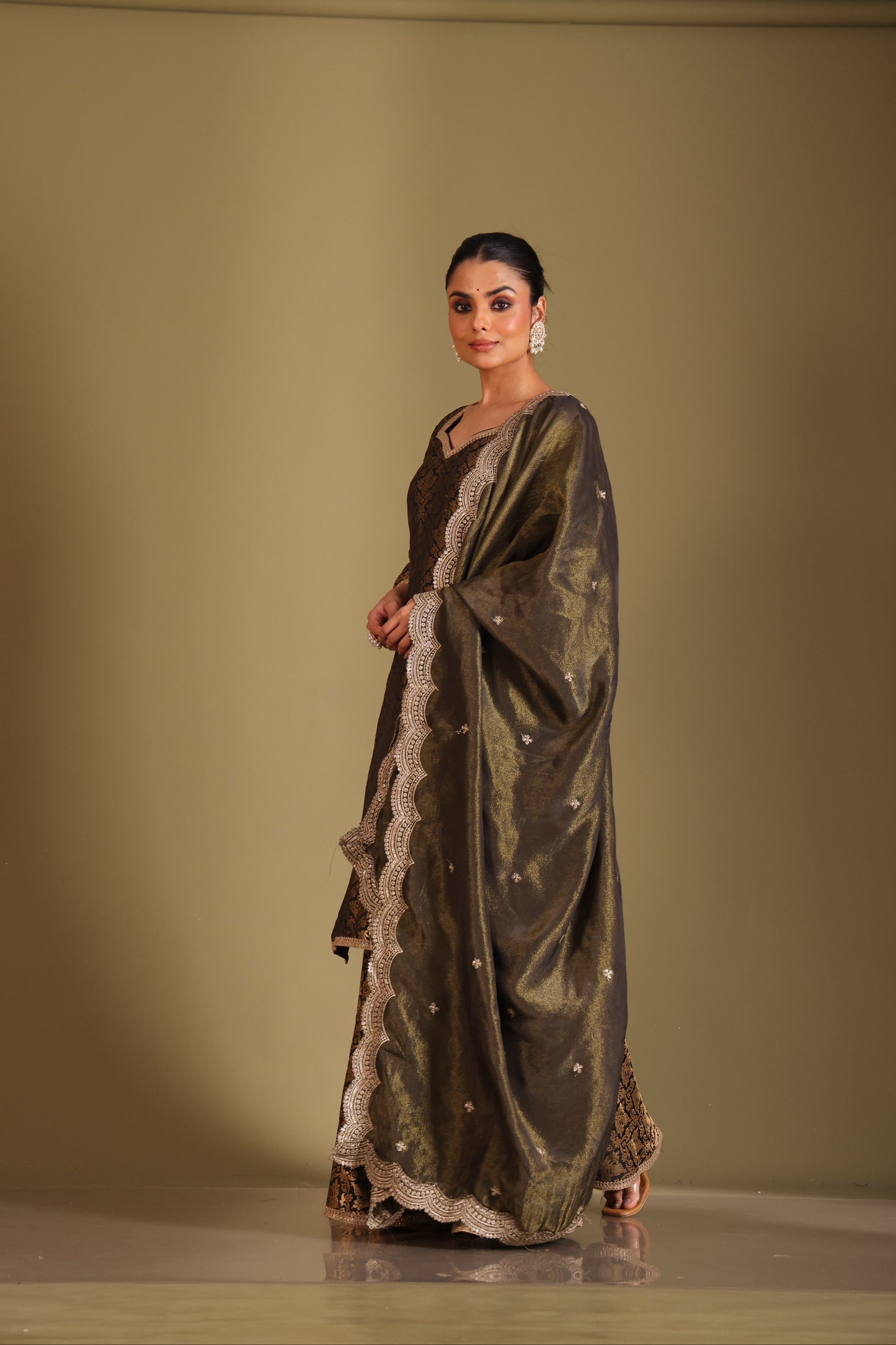 Noorika Black Kurta with Sharara and dupatta- set of 3