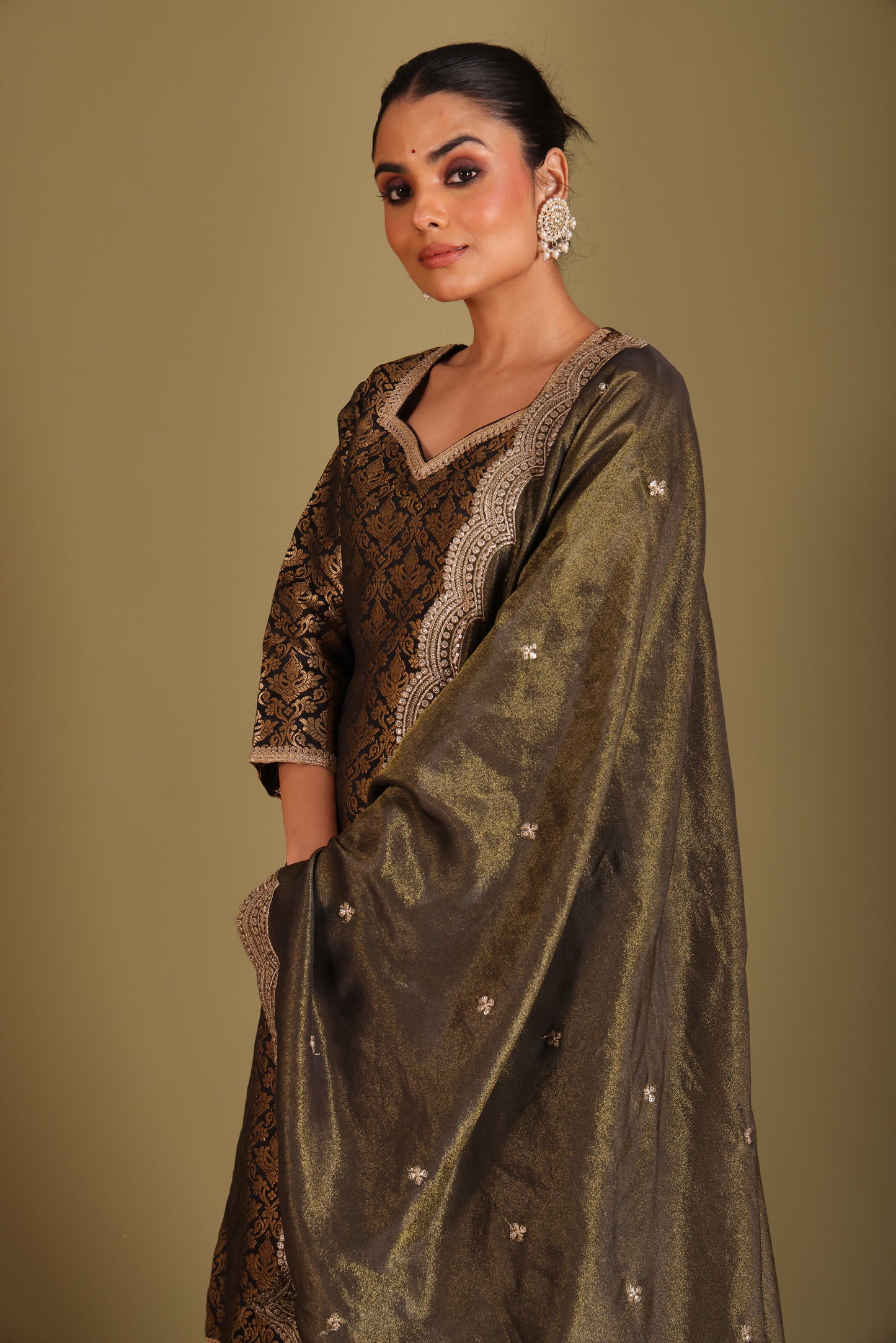 Noorika Black Kurta with Sharara and dupatta- set of 3