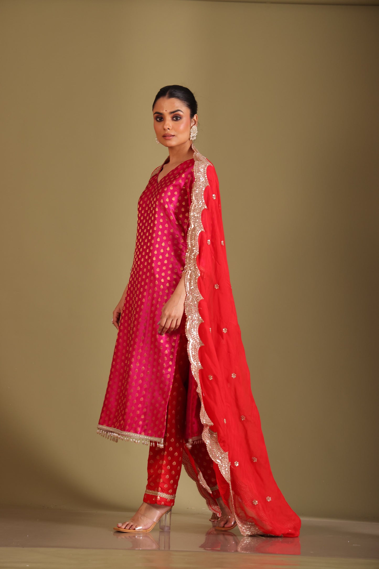 Noorika Rani Kurta with pant and dupatta- set of 3