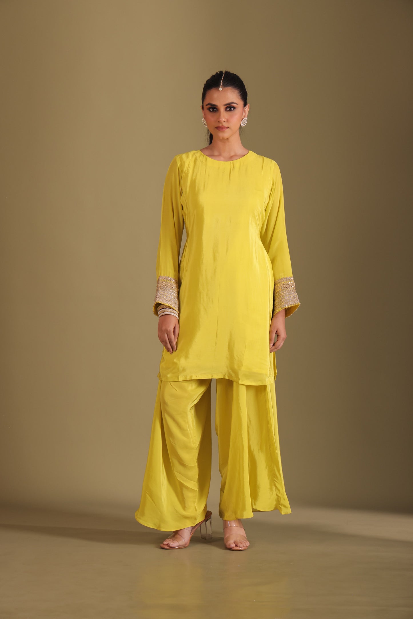 Jhalak Lime Kurta with Dhoti Pant and Dupatta- set of 3