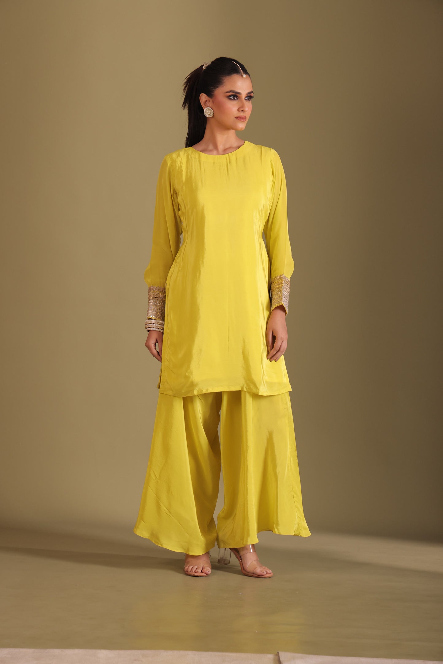 Jhalak Lime Kurta with Dhoti Pant and Dupatta- set of 3
