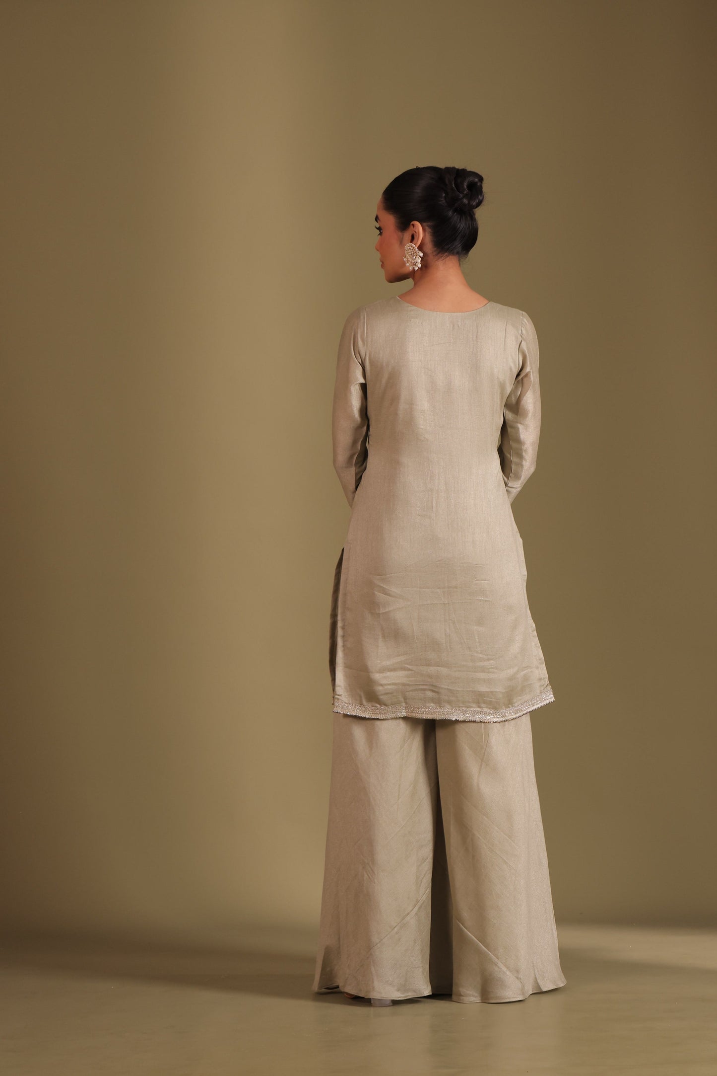 Jhalak Sage Kurta with Sharara and Dupatta- set of 3
