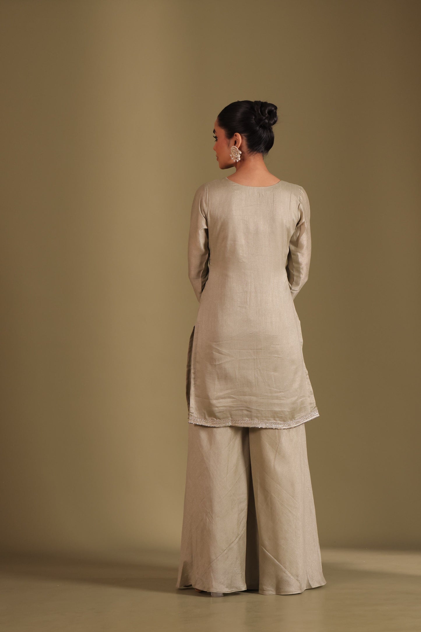 Jhalak Sage Kurta with Sharara and Printed Dupatta- set of 3
