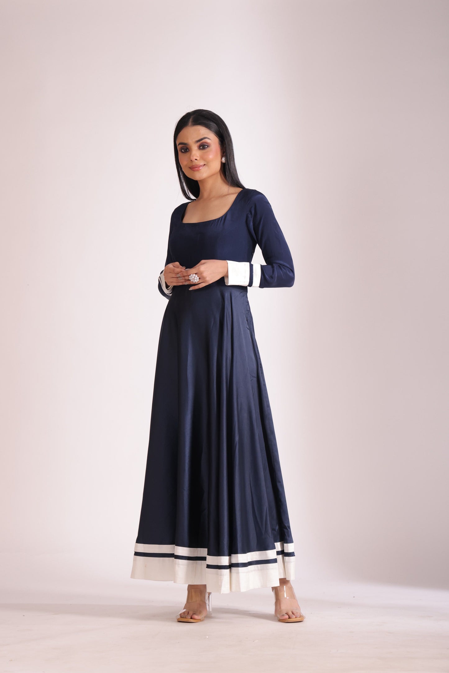 Jhalak Navy Blue Anarkali with Chooridar and Dupatta- set of 3