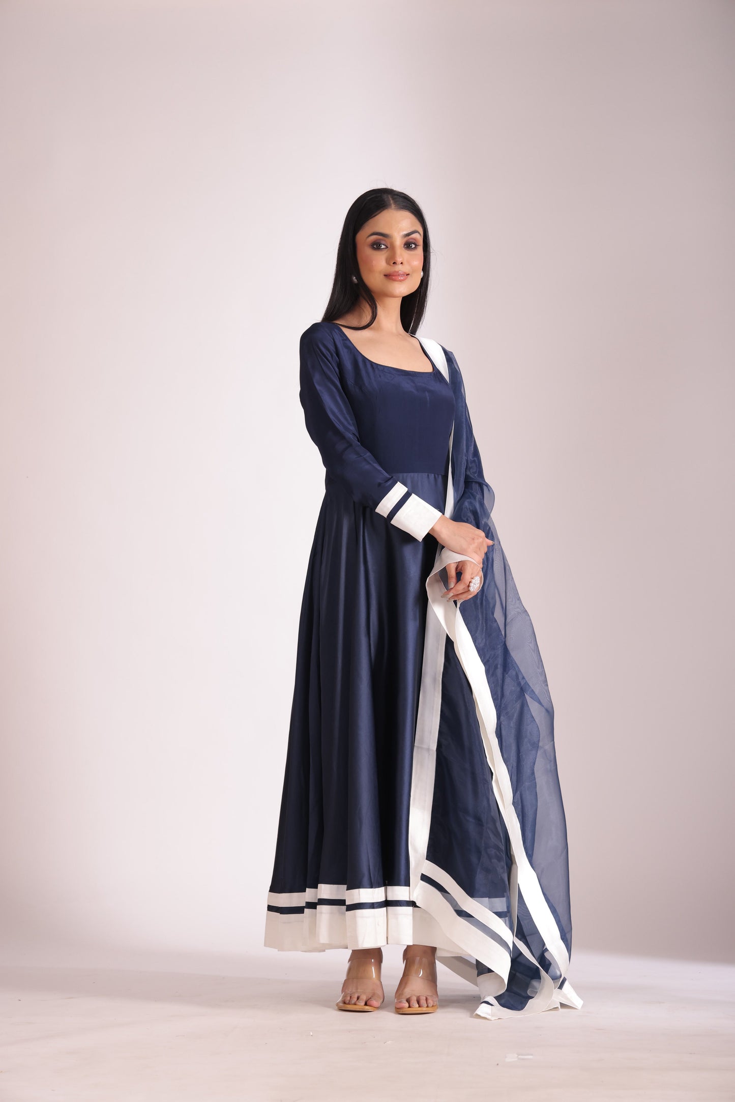 Jhalak Navy Blue Anarkali with Chooridar and Dupatta- set of 3