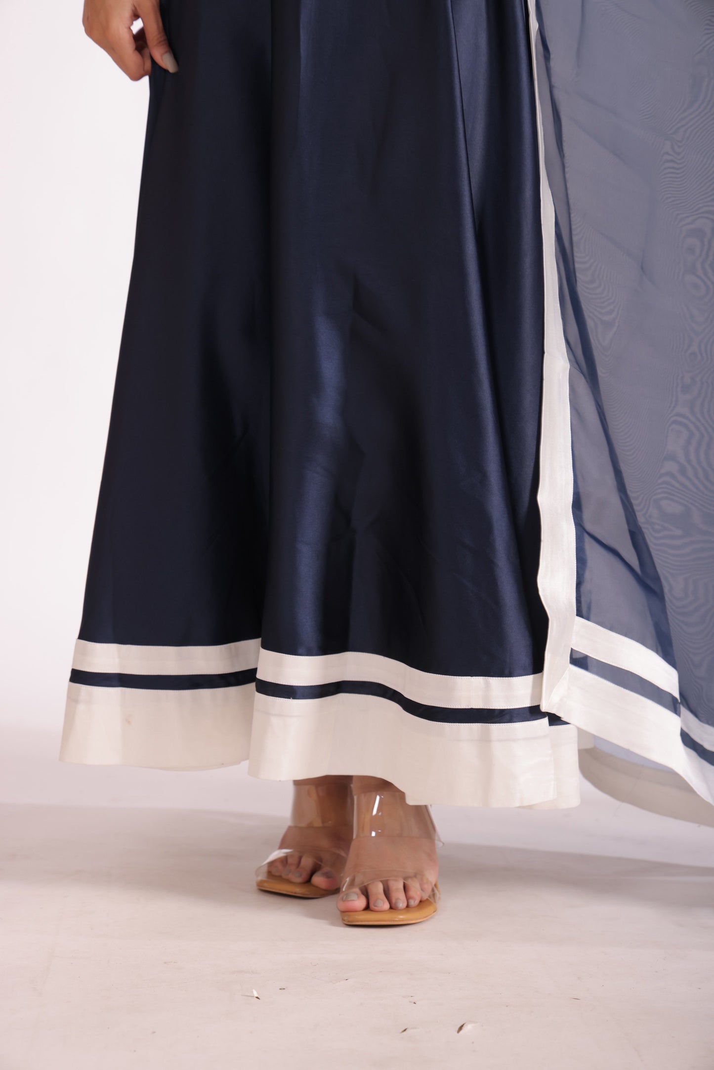 Jhalak Navy Blue Anarkali with Chooridar and Dupatta- set of 3
