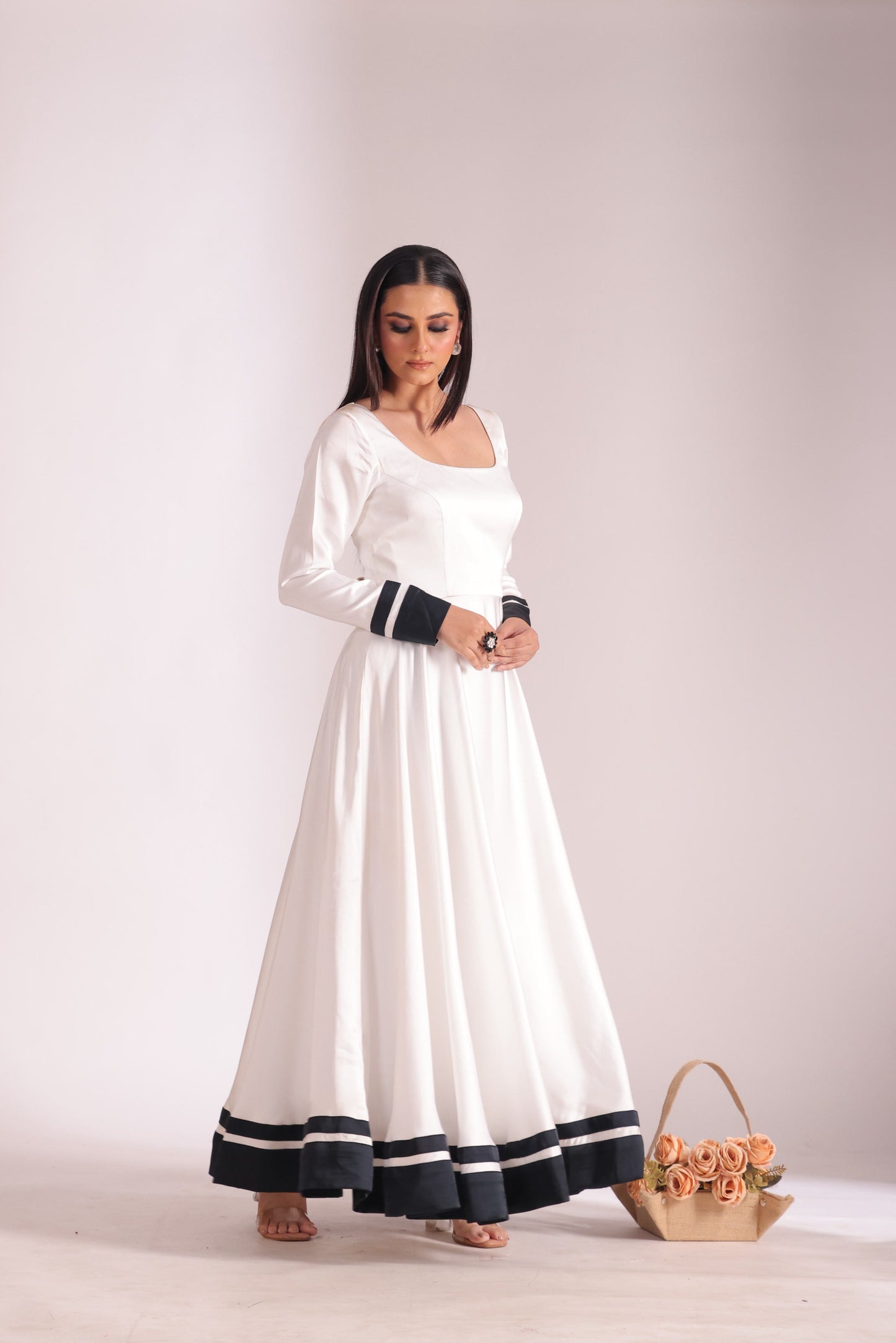 Jhalak White Anarkali with Chooridar and Dupatta- set of 3