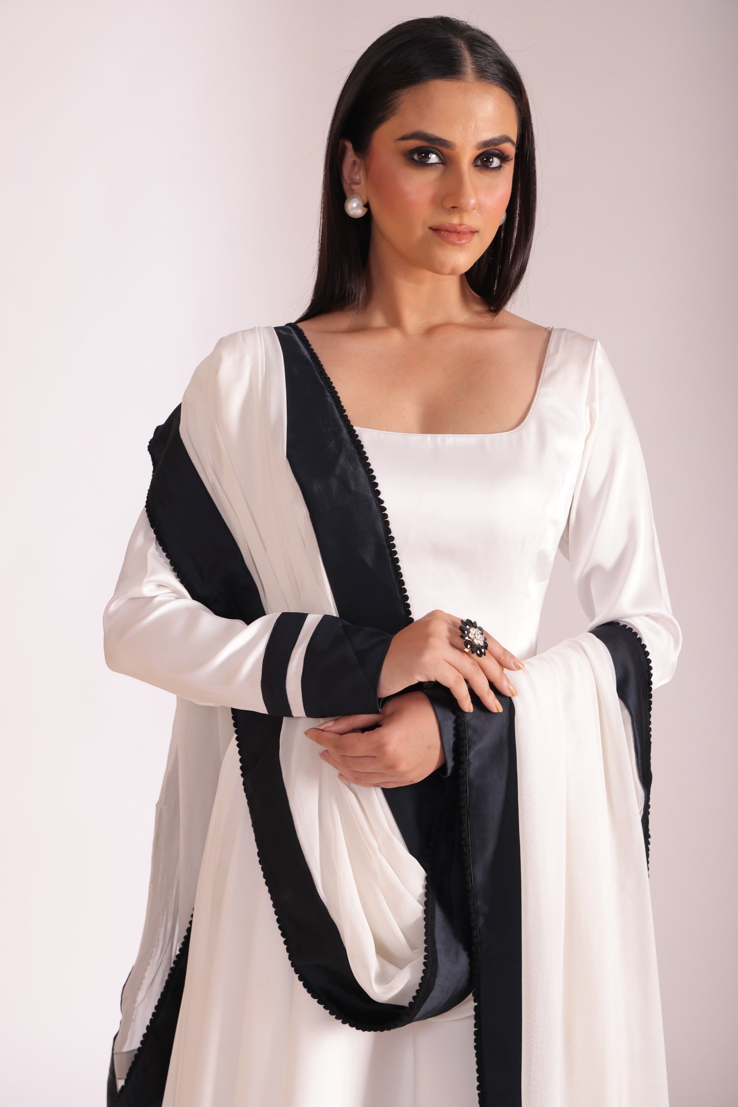 Jhalak White Anarkali with Chooridar and Dupatta- set of 3