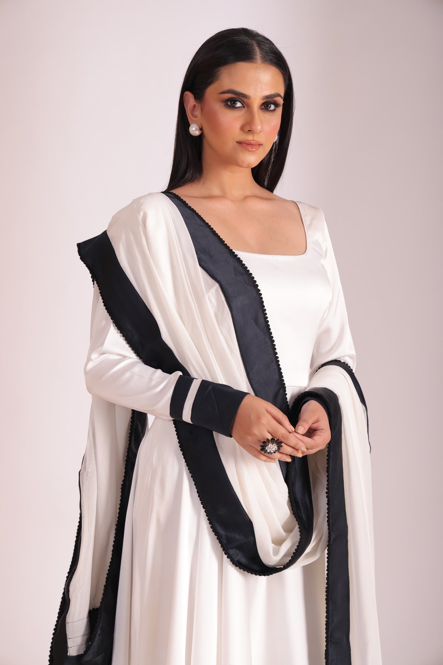 Jhalak White Anarkali with Chooridar and Dupatta- set of 3