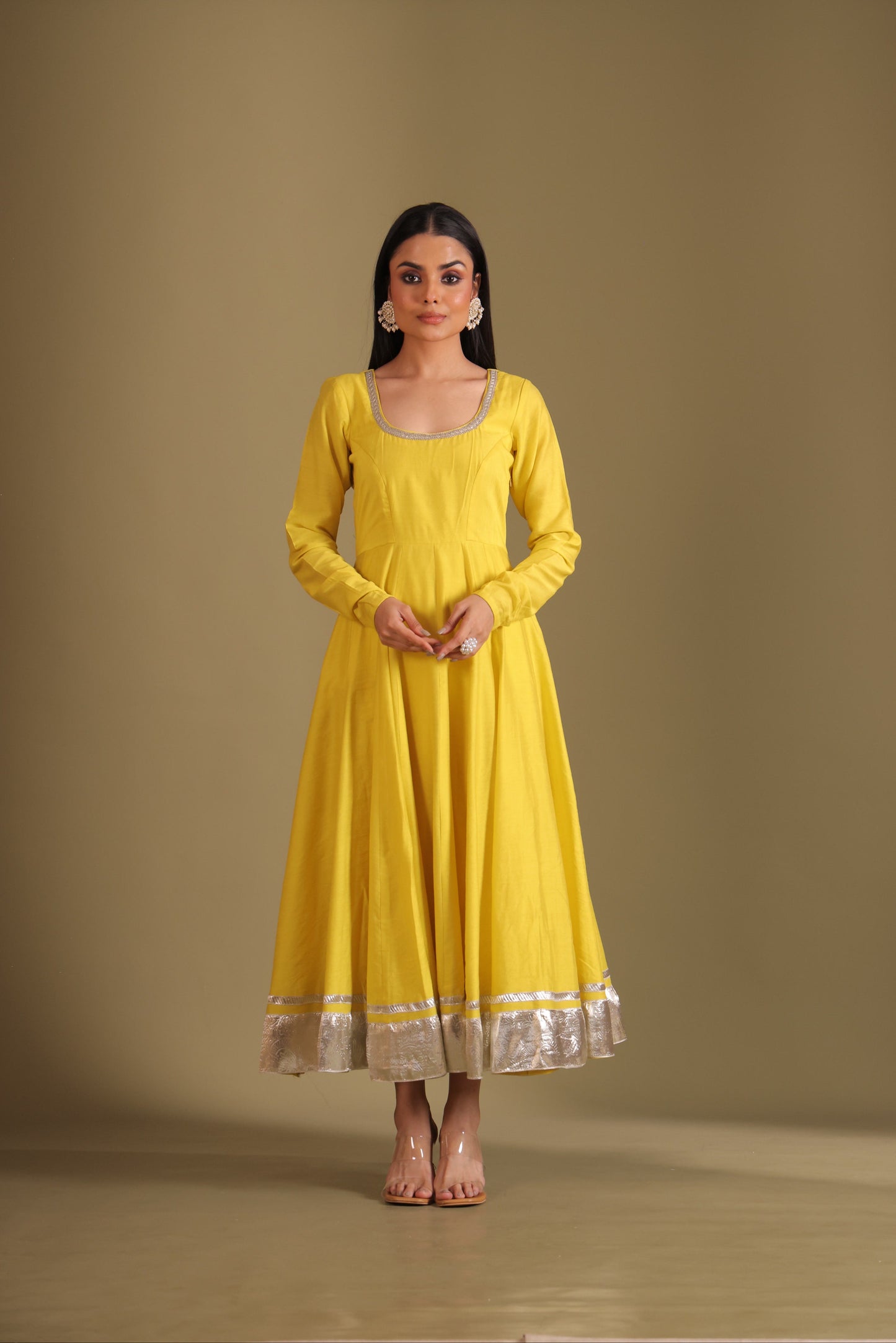 Mastani Sunshine Chanderi Anarkali and chooridar with dupatta- set of 3