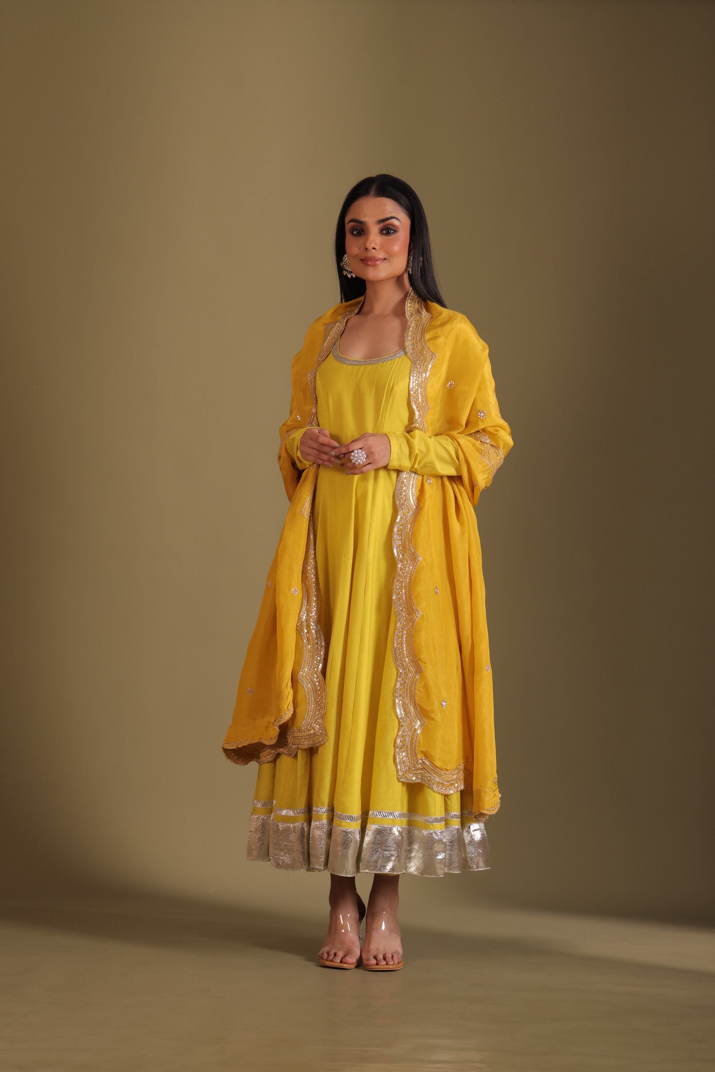 Mastani Sunshine Chanderi Anarkali and chooridar with dupatta- set of 3