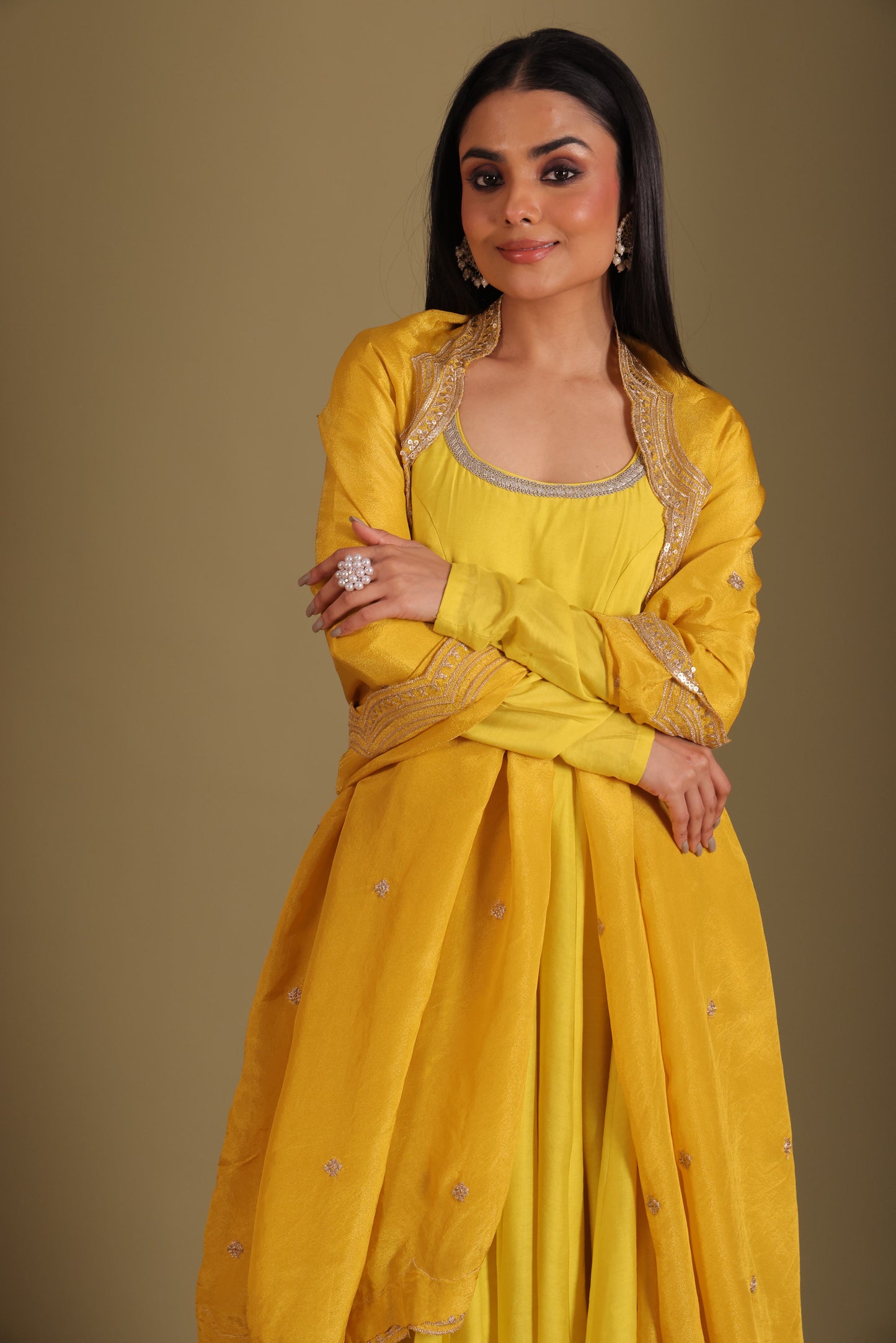 Mastani Sunshine Chanderi Anarkali and chooridar with dupatta- set of 3