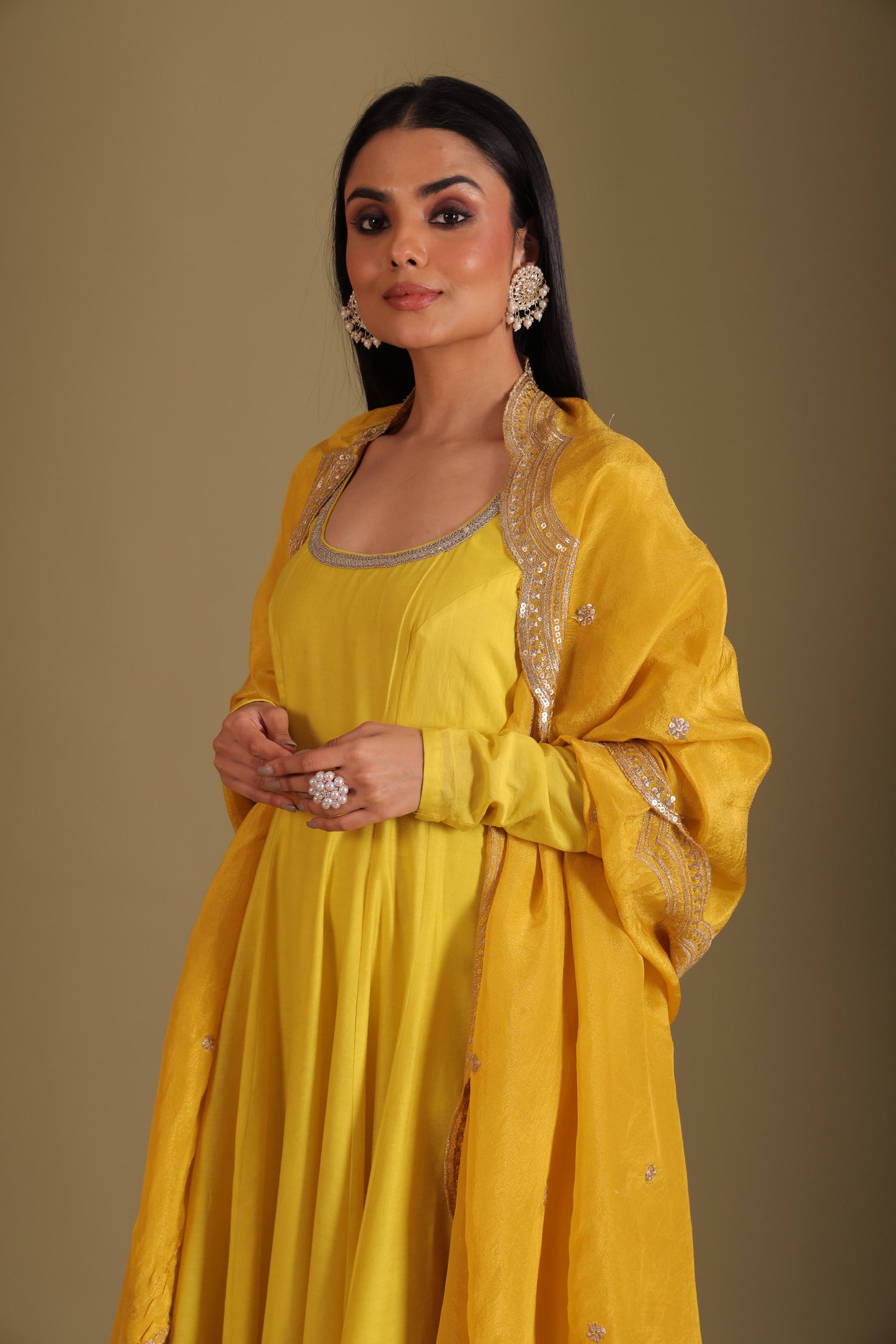 Mastani Sunshine Chanderi Anarkali and chooridar with dupatta- set of 3