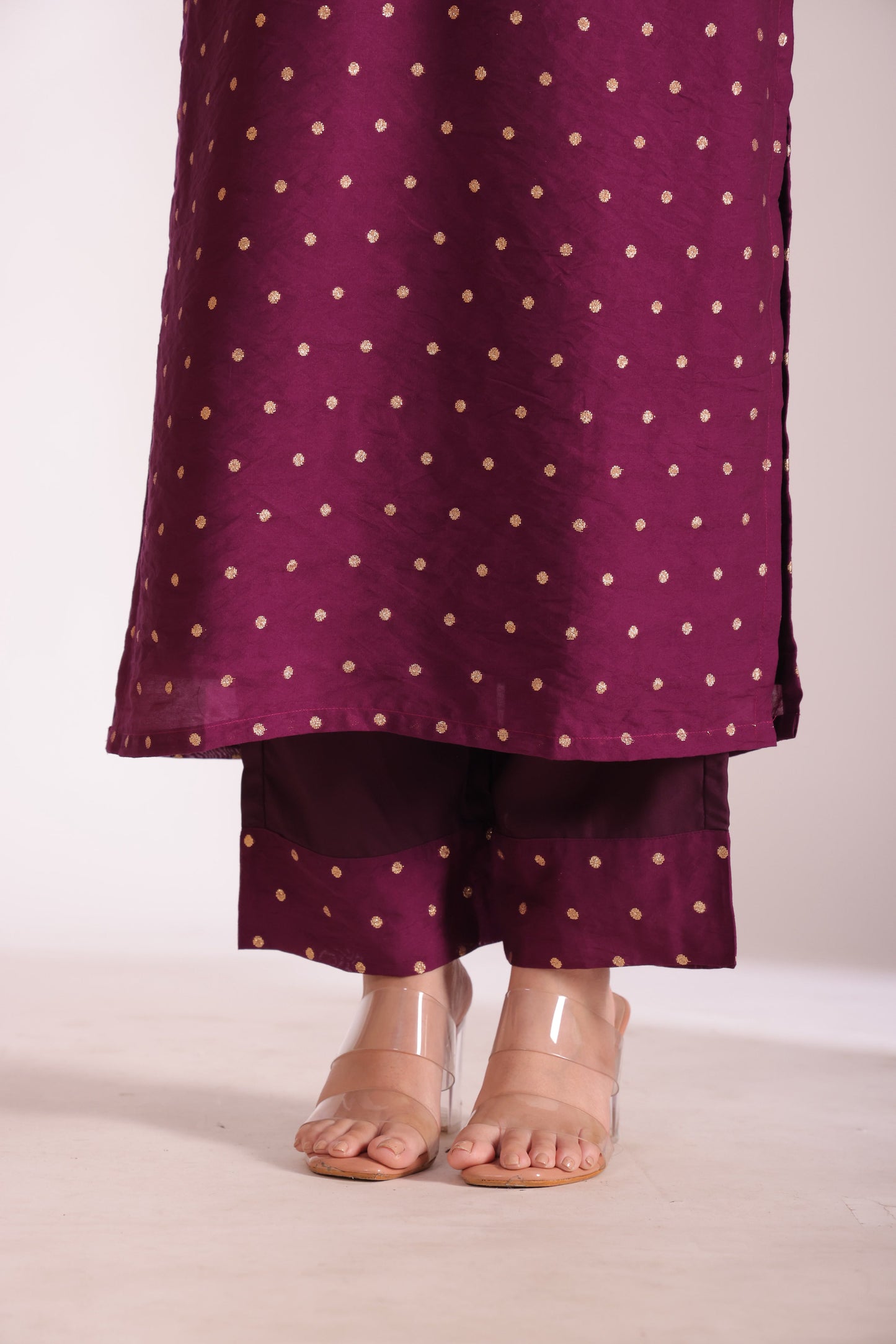 Mastani Wine Chanderi Kurta and Pant with dupatta- set of 3