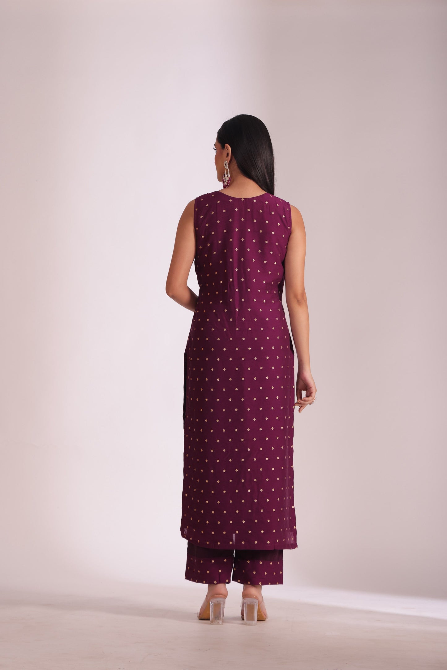 Mastani Wine Chanderi Kurta and Pant with dupatta- set of 3