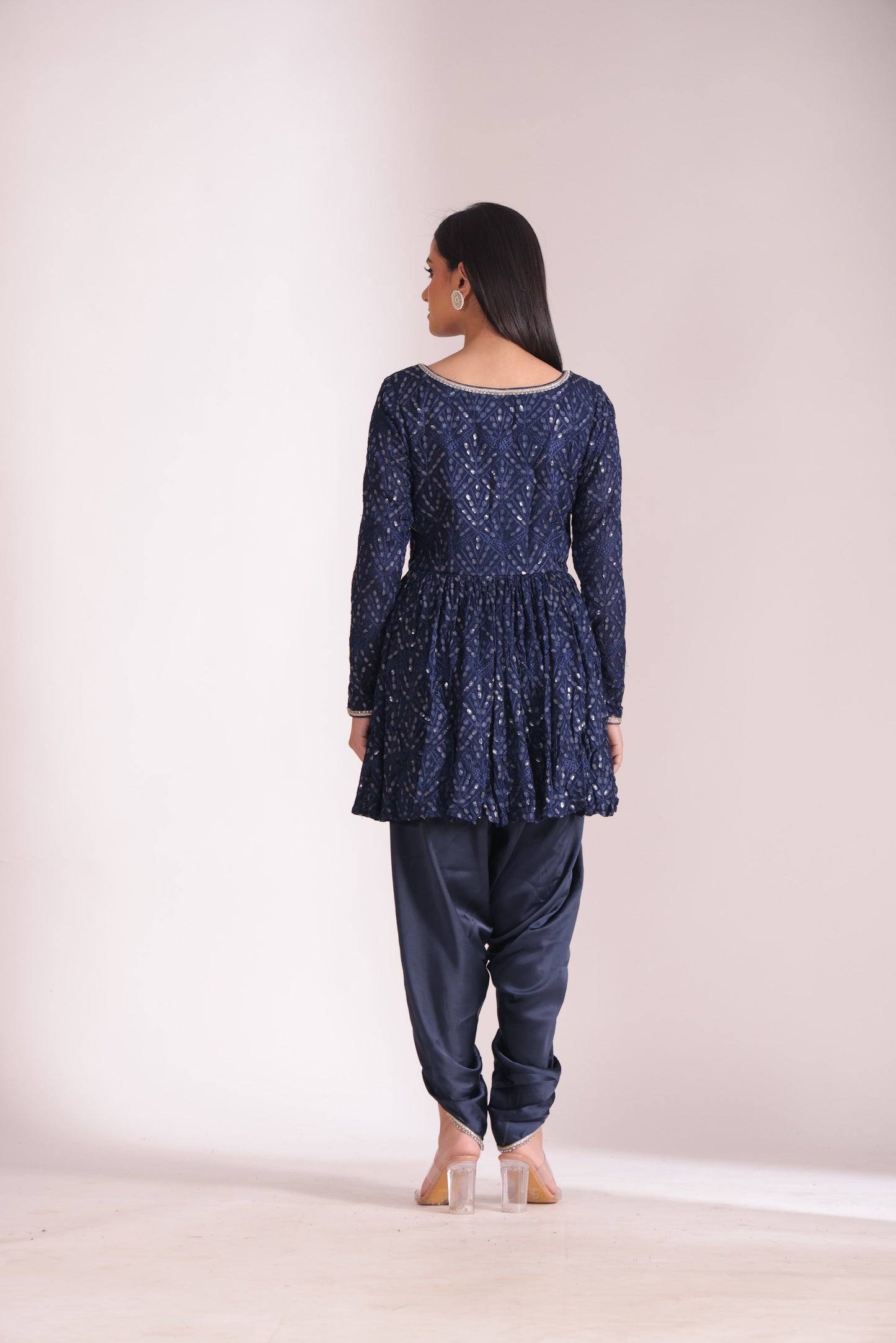 Mastani Navy Blue Peplum Angrakha and Dhoti with dupatta- set of 3