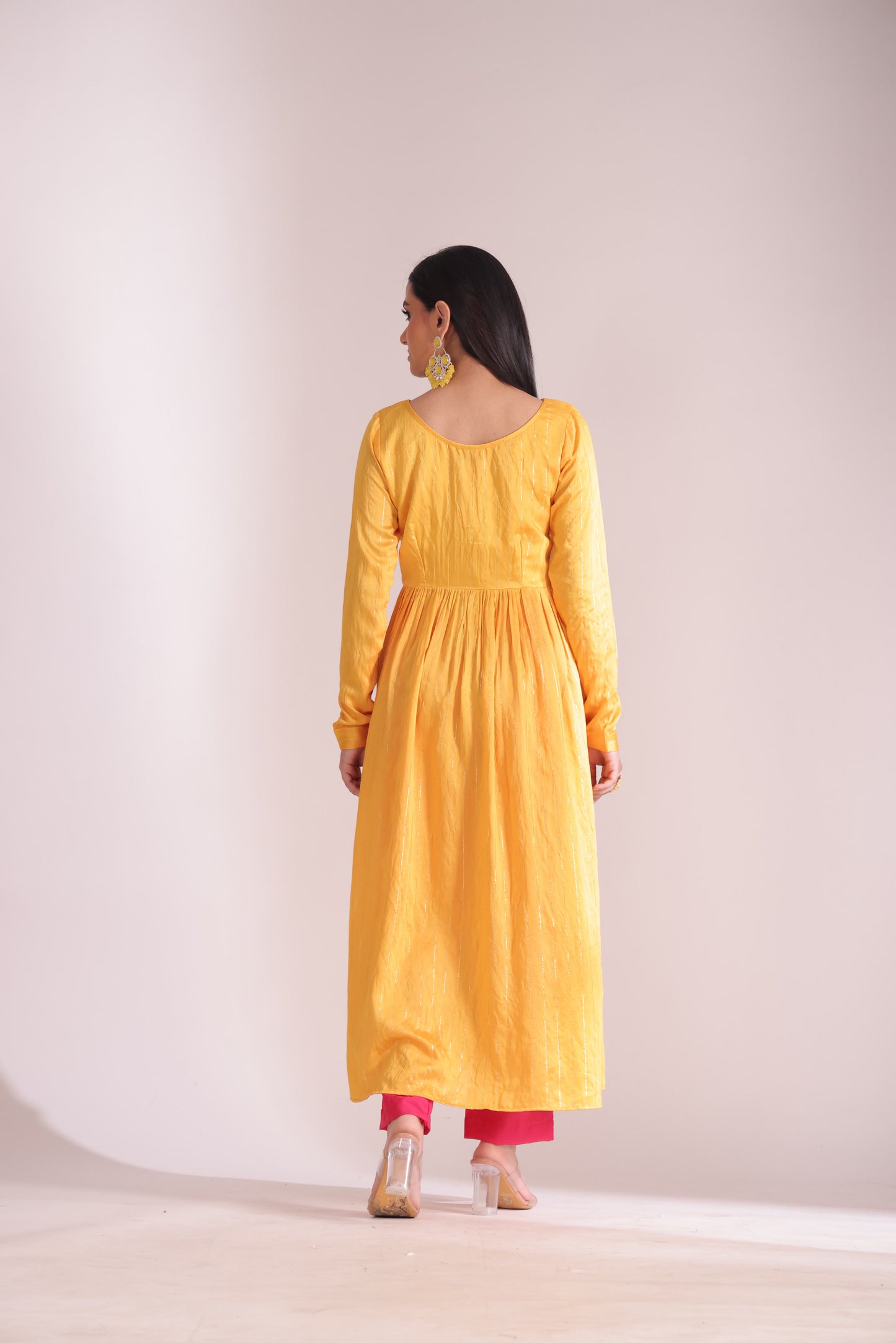 Mastani Sunshine Chanderi Anarkali and Pant with dupatta- set of 3