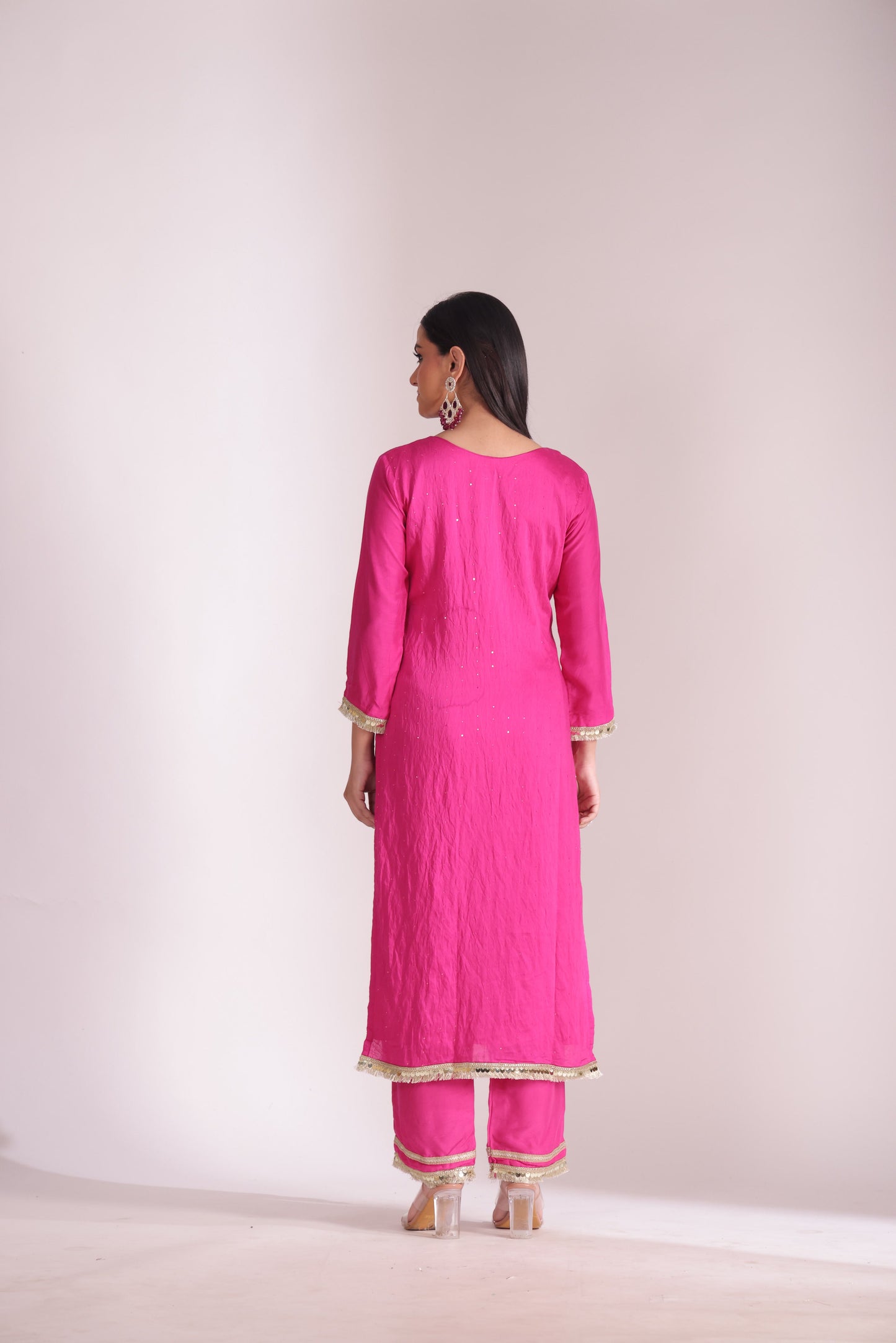 Mastani Fuschia Chanderi Kurta and Pant with dupatta- set of 3