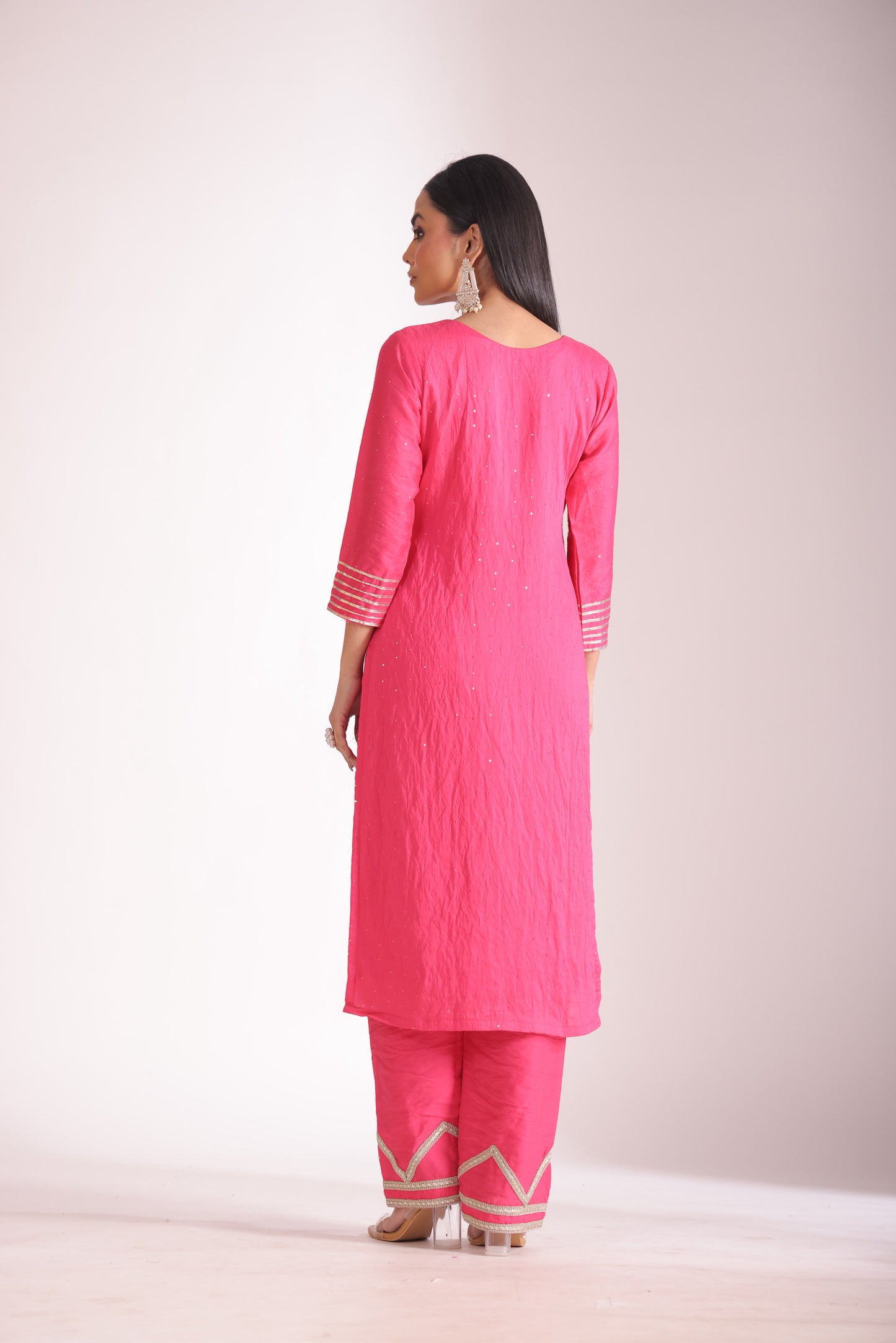 Mastani Fuschia Chanderi Kurta and Pant with dupatta- set of 3
