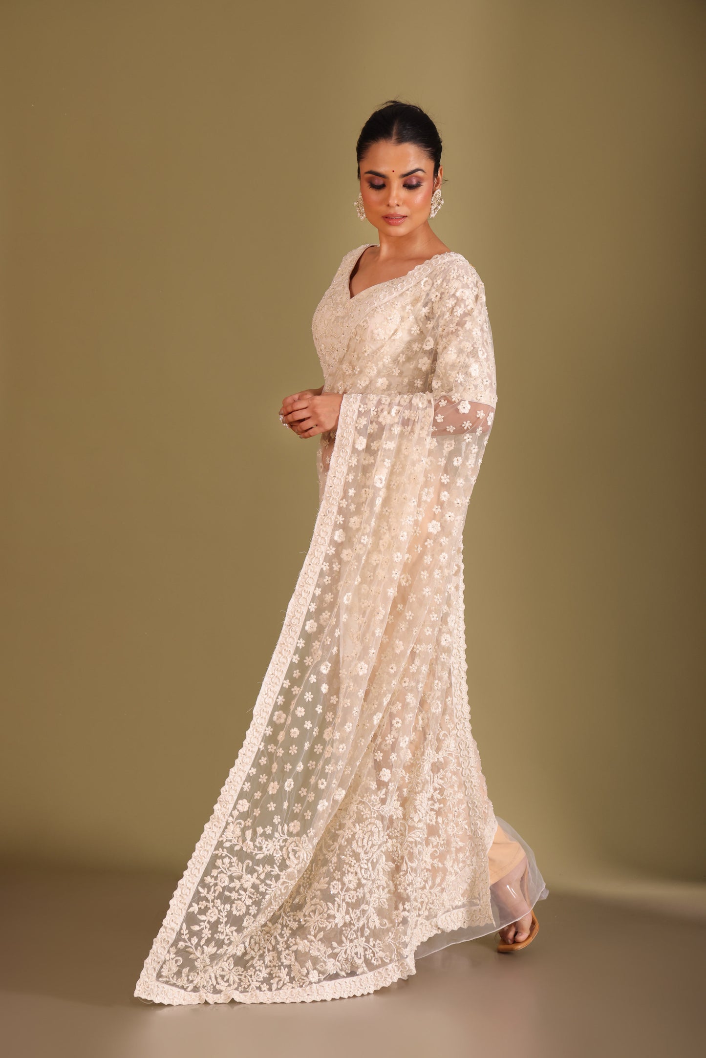 Rooh Ivory Embroidered Blouse and Saree