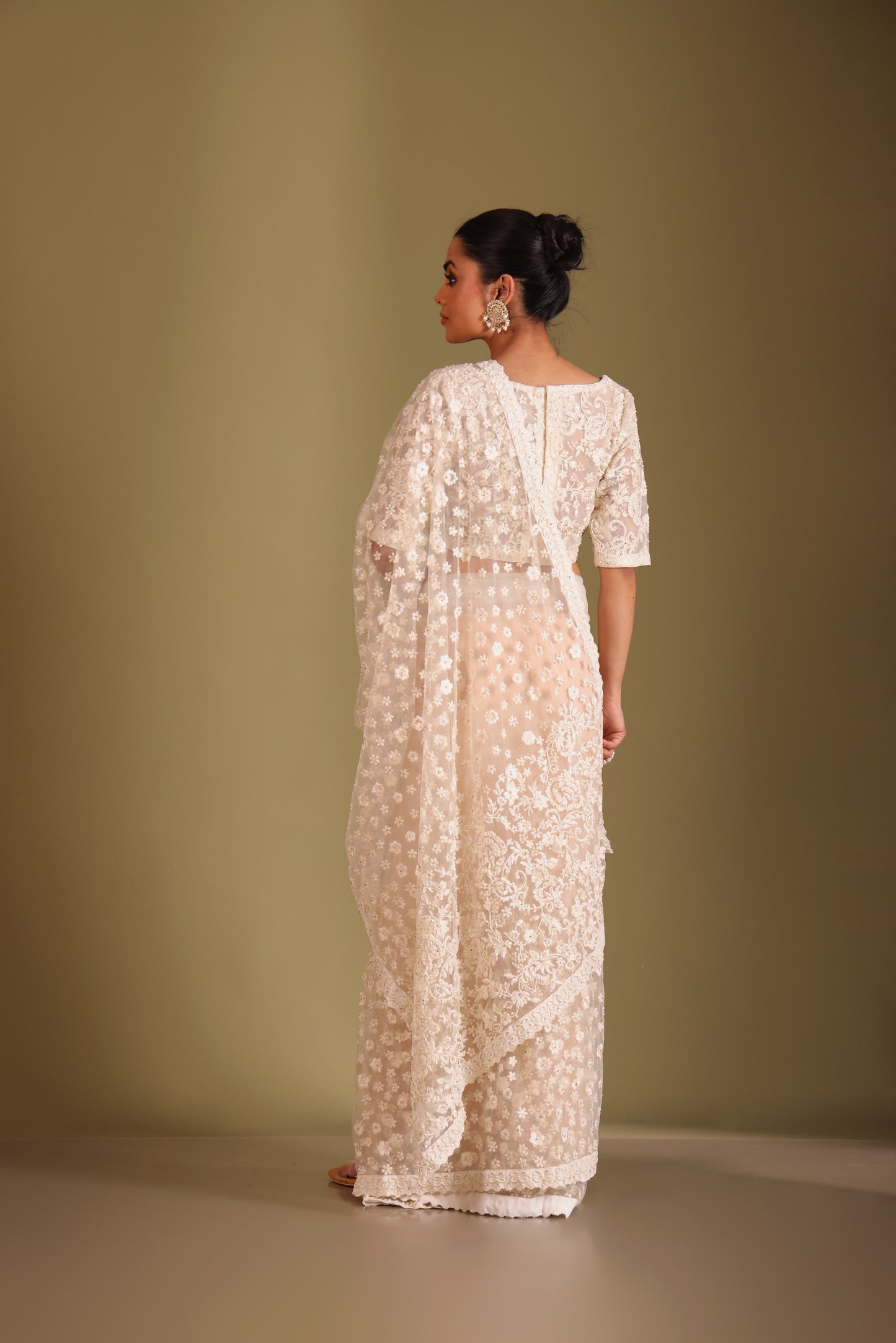 Rooh Ivory Embroidered Blouse and Saree