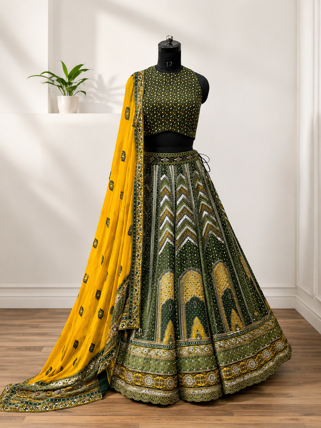 Rasiyaa Green Blouse Lehenga and Dupatta