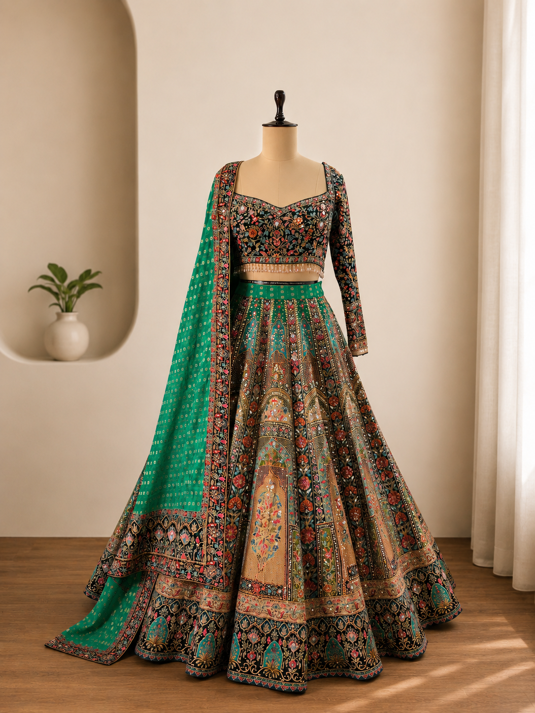 Rasiyaa Emerald Blouse Lehenga and Dupatta