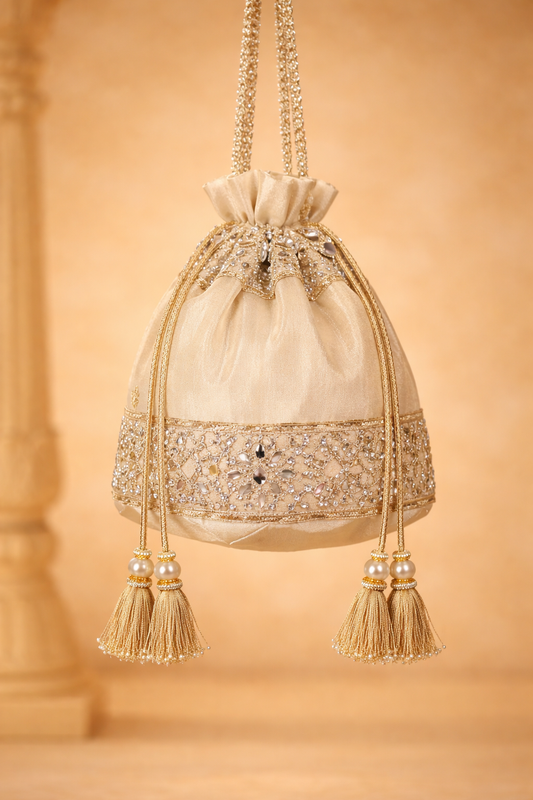 Sunheri Tissue Silk Potli