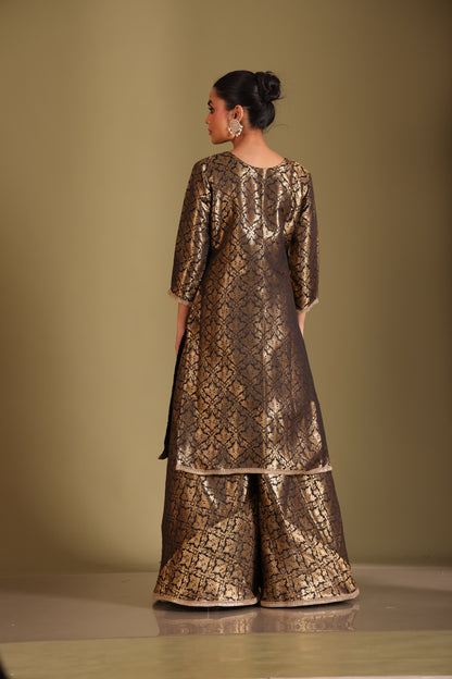 Noorika Black Kurta with Sharara and dupatta- set of 3