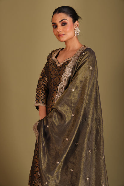 Noorika Black Kurta with Sharara and dupatta- set of 3