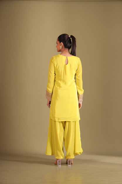 Jhalak Lime Kurta with Dhoti Pant and Dupatta- set of 3