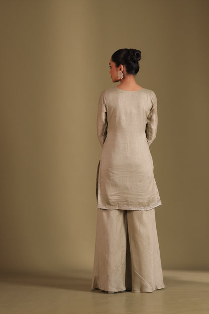 Jhalak Sage Kurta with Sharara and Dupatta- set of 3