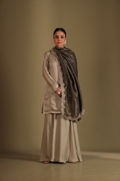 Jhalak Sage Kurta with Sharara and Dupatta- set of 3