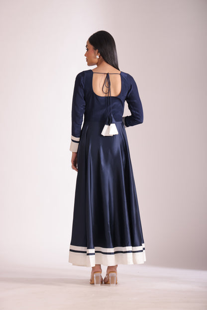 Jhalak Navy Blue Anarkali with Chooridar and Dupatta- set of 3