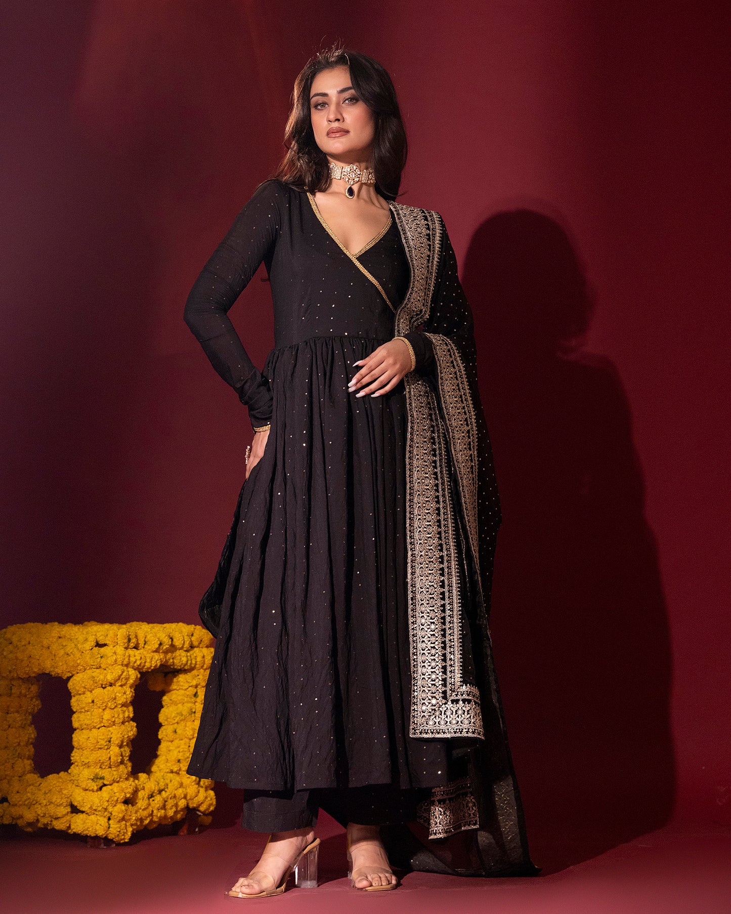 Tana Bana Yellow Silk Kurta, Gharara and Dupatta