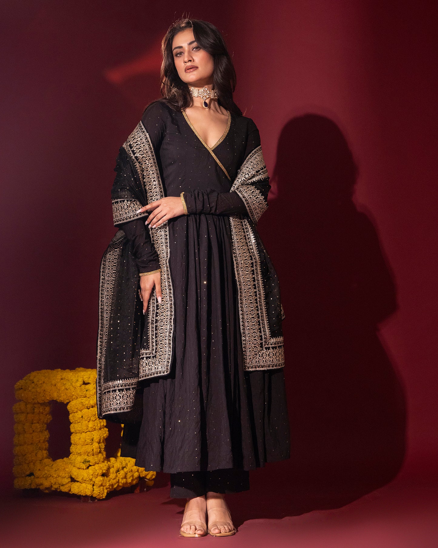 Tana Bana Yellow Silk Kurta, Gharara and Dupatta