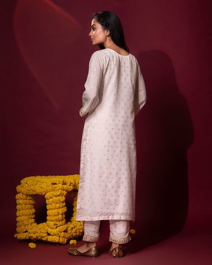 Tana Bana Ivory Silk Kurta, Pant and Dupatta