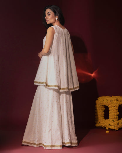 Tana Bana Ivory Silk Kurta, Sharara and Dupatta