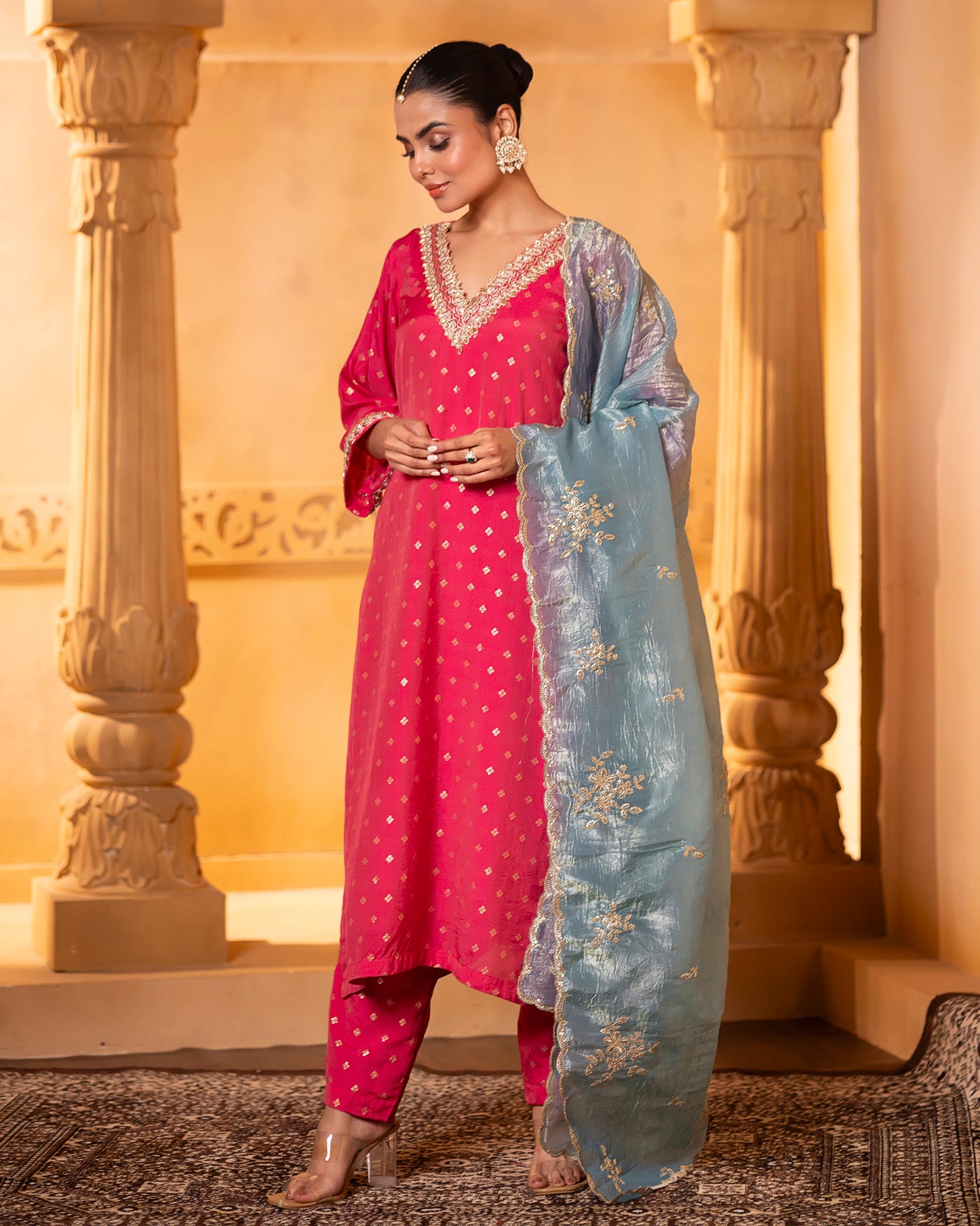 Tana Bana Rani Pink Kurta, Pant with Dupatta