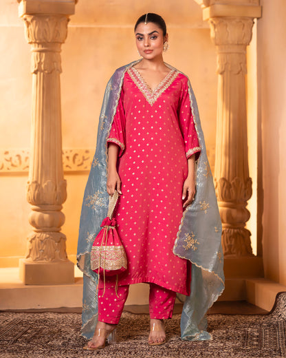 Tana Bana Rani Pink Kurta, Pant with Dupatta