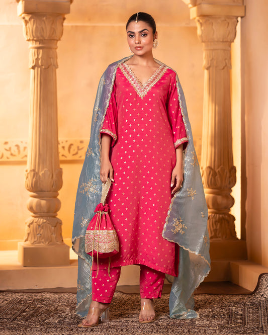 Tana Bana Rani Pink Kurta, Pant with Dupatta