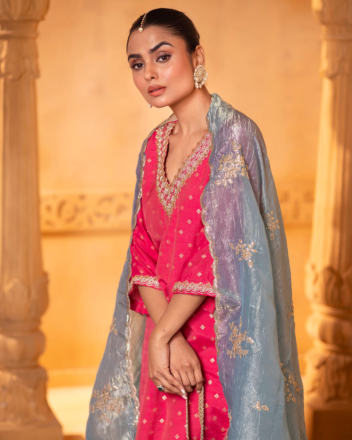 Tana Bana Rani Pink Kurta, Pant with Dupatta